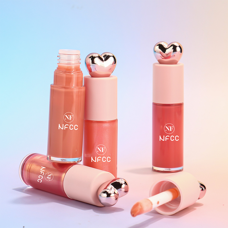 Heart Tube Peach Pink Color Waterproof Lip Gloss