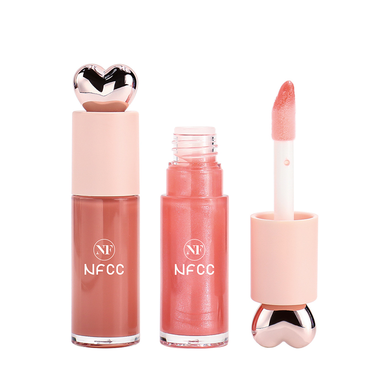 Heart Tube Peach Pink Color Waterproof Lip Gloss