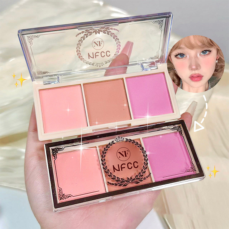 3 Colors Natural Face Blush Combination Plate