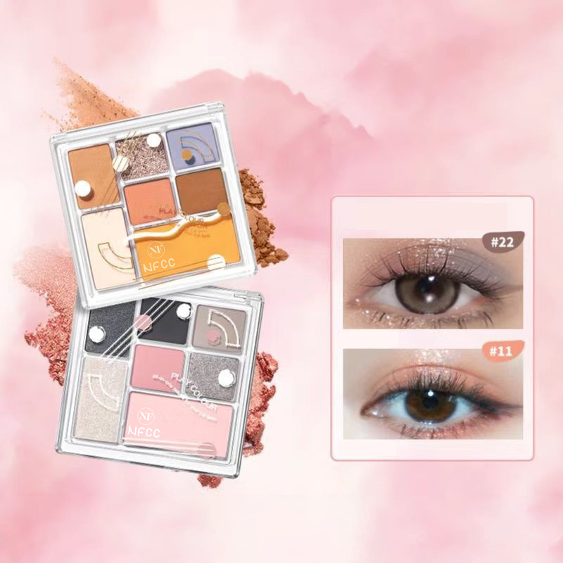 7 Colors Eye Shadow Highlight Blush Combination Plate